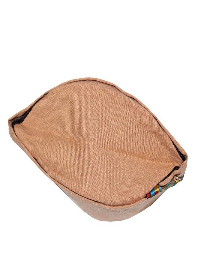 MIKONIKO Uttarakhand Pahadi Topi/Cap,Brahmakamal Uttarakhand Topi, Himachali Cap (Beige Cotton) - Image 3